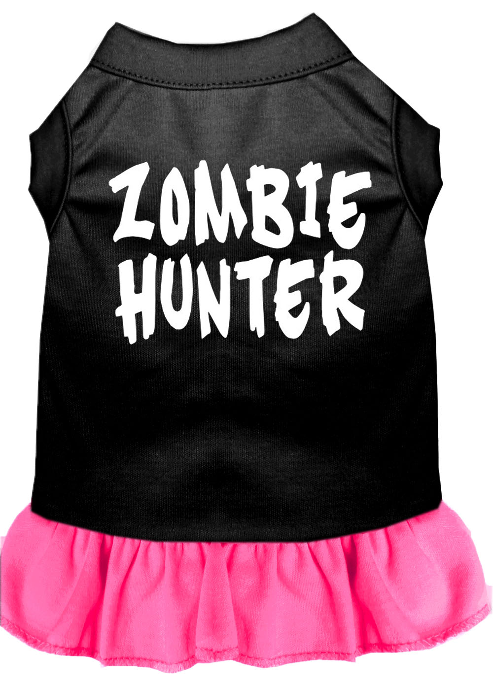 Zombie Hunter Screen Print Dress Black with Bright Pink Med